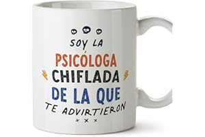 MUGFFINS Tazas para PSICÓLOGA mujer - En Español - Todos te advirtieron - 11 oz / 330 ml - Regalo original y divertido