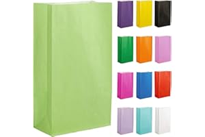 Thepaperbagstore 40 Verde claro Bolsas de Papel para Fiestas 14 x 24.5 x 7 cm - Bolsas de Regalo de Papel Coloridas para Fiestas Infantiles y de Adultos,Cumpleaños,Bodas,Despedidas de Soltera y Dulces