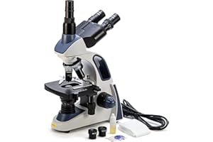 SWIFT SW380T 40X-2500X,Trinocular Compound Lab Microscope with Double Layer Mechanical Stage,Siedentopf Head, Wide-Field 10X/25X Eyepieces
