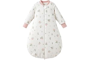 Duomiaomiao Winter Baby Sleeping Bag 3.5 tog, 100% Cotton Newborn Warm Sleep Sack with Removable Sleeves Baby Wearable Blanket for Infant Toddlers 18-36 months, Flower