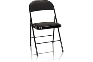 hjh OFFICE 803000 Silla Plegable con Estructura De Metal TUDELA Piel Sintética Negro, Silla De Conferencia Acolchada, soporta hasta 130 kg, Silla De Eventos