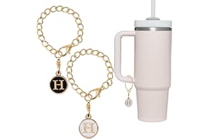 SHANFAA 26 Letter Charm Accessories for Stanley Cup 2PCS Initial Name ID Personalized Handle Charm for Stanley Tumbler (H)