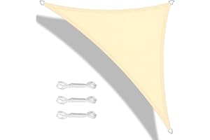 Teynewer Sun Shade Sail Triangle 2x2x2m Waterproof Shade Sail for Outdoor Garden Patio Party 98% UV Block Sunscreen Awning Canopy Sunsail with Free Rope, Cream