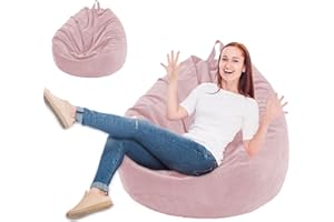 KOWAKA NO Filler Bean Bag Cover, Bean Bag Chair Sofa Cover for Home, Not Filler Bean Bag Covers Bean Bags for Adults & Kids,for Indoor Home Living Room (Pink(corduroy), S(70x80cm))