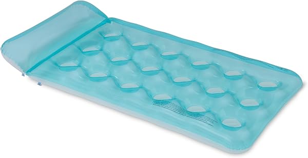 Amazon Basics Aufblasbare Luftmatratze für Pool, Wasserhängematte aus PVC, für Strand & Urlaub, 153,9cm x 79,5cm, Blau - 1