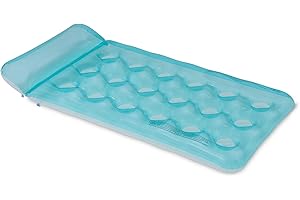 Amazon Basics Aufblasbare Luftmatratze für Pool, Wasserhängematte aus PVC, für Strand & Urlaub, 153,9cm x 79,5cm, Blau