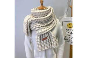 UKKD écharpe Écharpe Tricotée Hiver Foulards Femmes Foulards Longues Folles Vintage Grosse Écharpe Molle Chaude Pashmina Épaissie Laine