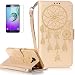 Produktbild Samsung Galaxy A5(2016)/A510F/A5(2016)Duos New Design Hülle mit Panzerglas,ISENPENK Original Flip Bookstyle Cover Wasserdicht Shockproof Anti Slip Protection Stoßfest Leather Case mit Standfunktion,3D Fangen Traum Campanula Print Muster Pattern Wallet Case mit Intern Karte Schlitz,Anti-Sturz Stoßdämpfend Magnetic Closure Handygürtel Wallet Tasche Schutzhülle Leathertasche für Samsung Galaxy A5(2016)/A510F/A5(2016)Duos 5.2Zoll-[Campanula pattern,gold]+Panzerglas/Schutzfoile/Displayschutzfolie