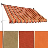 Markisengröße: 310 cm Gesamtbreite (Stoffbreite: 298 cm) und 150 cm Ausfall / Stoffdessin: braun-terracotta gestreift / Profilfarbe: anthrazit / Einbauhöhe: stufenlos verstellbar: 199 bis 301 cm / Gewicht: ca. 11 kg