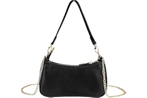 SSKHE Pochette con catena, borsa a tracolla in pelle PU da donna, piccola borsa a tracolla con cerniera (nero), Nero , one size