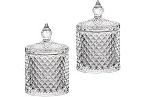 MengCat Organizer per batuffoli di Cotone e Cotton fioc, contenitori da Bagno in Vetro Trasparente con Coperchio per la Decorazione della casa, per Trucchi, dischetti in Cotone sali da Bagno