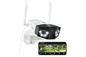 Reolink Duo 3 WiFi, 16MP Wi-Fi 6 Überwachungskamera Aussen WLAN mit 180° Panoramablick, Bewegungsspur, Dual-Lens WLAN Kamera Outdoor, 30m Farbnachtsicht, 24/7 Aufzeichnung, KI-Erkennung, IP67