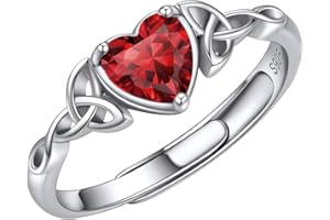 ChicSilver Heart Birthstone Celtic Knot Ring for Women 925 Sterling Silver Adjustable Ring Minimalist Jewelry(with Gift Box)