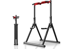 WATBKHE Klimmzugstange Freistehend Power Tower Dip Station Faltbar, Pull Up Bar Verstellbar, Multifunktions Home Gym Trainingsgerät, Krafttraining Fitnessgeräte