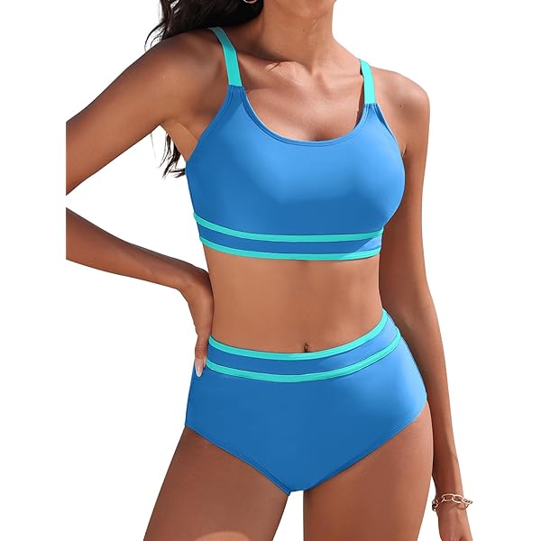 Genfien Bikinisets voor dames, bikinitops, hoge taille, buikcontrole, badpakken, uitgesneden damesbadpakken, gewatteerde strandkleding, Rood, S