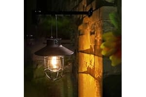 PEARLSTAR Solar Hanging Lights Outdoor Vintage with LED Edison Bulbs Upgrade Waterproof Solar Garden Lights 8.4 Inches Vintage Effect for Garden Yard Patio Pathway Tree Decor (1 Pack Black)