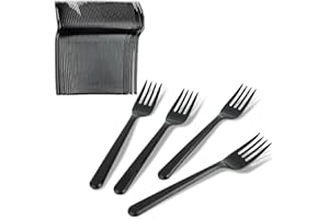 GGUFAY 100 Pezzi Forchette Plastica,Forchette Plastica Riutilizzabili e Robuste,Riutilizzabile Posate, Forchettine da Dolce,per Compleanni, Feste, Catering, Matrimoni, Barbecue,Nero