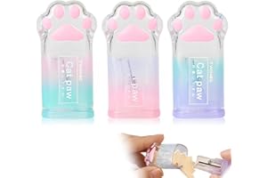 HABNI 3 Pièces Taille-crayon avec récipient, Meow, Taille Crayon Dessin de Pattes Chat Kawaii，Taille Crayon avec Reservoir, pour Crayons Standard, Cadeaux pour les élèves de l'école Primaire