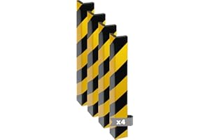 EBER SIGN Pack 4 - Protector Puertas Coche Esquinero. Protección Espuma Adhesiva - Protector Columnas Garaje y Esquineras Pared, Amortigua Arañazos y Golpes en Parachoques 50x10x1,5cm 90º | Amarillo/Negro
