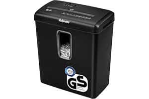 ‎FELLOWES Fellowes Aktenvernichter 6 Blatt Partikelschnitt (P4), Papierschredder für Zuhause und Homeoffice, Powershred FS-6C, Schredder mit 15L Papierkorb, verarbeitet Kreditkarten, Heftklammern, schwarz