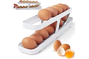 Frigorifero Rotolante Portauovo, Darryy Portauova Rotolante, Portauova Rotolante Per Frigorifero, Organizzatori e Contenitori Per Uova Da Frigorifero, Portauova a Doppio Livello, Bianco