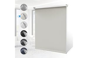 ‎HOMLAND Verdunklungsrollo ohne Bohren Rollos für Fenster B70 x H200 cm (Stoffbreite 65cm) Creme Thermo Rollo Klemmfix Verdunkelungsrollo Seitenzugrollo Sicht-und Sonnenschutz Wandmontage
