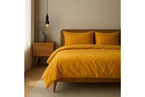 ‎VEL VET HOME VEL VET HOME Bettwäsche 135x200 Baumwolle Bettbezug 135x200 cm mit Kissenbezug 80x80 cm Hohe Qualität Bettwäsche-Set mit Reißverschluss 100% Baumwolle Made in EU Senf Farbe 135 x 200