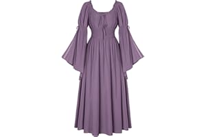 SCARLET DARKNESS Renaissance Dress for Women Medieval Peasant Long Bell Sleeve Dresses