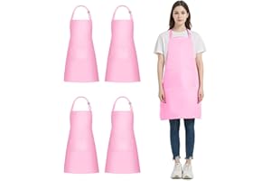 atopo 4 Piezas Chef Delantal, Negro Delantal Impermeable con 2 Bolsillos, Delantal de Cocina Ajustables para Barbacoa Cocinar Hornear Jardinería Restaurante