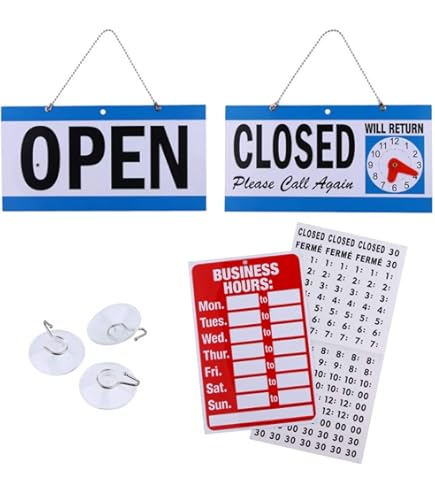 2 Sided Welcome We Are Open / Will Be Back At Clock Sign, SKU: BB-1001 - View #3