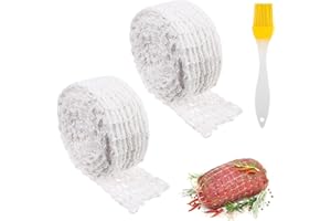 XoeLLe Meat Netting Roll, 2Pcs Roasting Net Meat Net Cooking Net for Meat Elastic Cotton Meat Net Butchers Netting Roll Roasting For Preserving Hanging Roasting Cooking Meat And Ham(300 Cm)