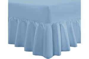 DTEX HOMES Luxury Extra Deep Frilled Valance Fitted Sheets, King Sky Blue
