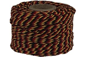 MERKLOOS Ficelle de Coton, Bobine de 50g, 35m, Noir/Jaune/Rouge