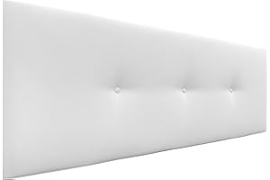 DHOME Cabecero de Polipiel o Tela Acualine Liso con Botones Tapizado de Alta Gama Cabezal Lujo Cama Dormitorio Moderno Acolchado (Tela Blanco, 145x50cm (Camas 120/135/140))