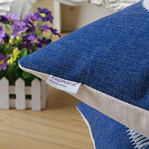 Euphoria Home Dekorative Kissenbezug Akzente Baumwoll Leinen Mix Mediterranean Meer Schale Blau Colour 45 X 45cm - 5