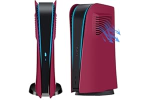 ELITEPLAY Cosmic Red PS5 Plaque frontale numérique avec grilles d'aération incurvées pour Playstation 5 Édition numérique