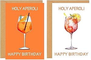 YYSWSAKY Pack of 2 Holy Aperol Birthday Folding Cards with 2 Kraft Paper Envelopes, Personalised Birthday Card, Aperol Gifts Card for Wife Man (23 x 17 cm)