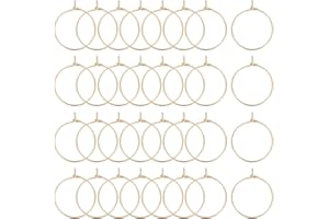 Beebeecraft 1 Caja 100 Piezas Fornituras para Pendientes de Aro Latón Chapado En Oro de 18 Quilates Anillos con Dijes de Copa de Vino de 20 mm con Pasador de 0.7 mm Abalorios para Pendientes DIY