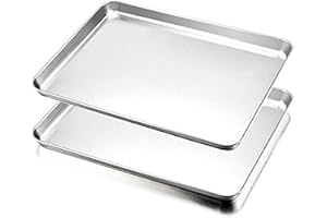 Backblech, HaWare Edelstahl Ofenblech Kuchenblech 2er Set, 40 x 30 x 2.5cm, Rechteckige Fettpfanne Backofen Tablett zum Backen & Servieren - Ungiftig ＆Gesund, Leicht zu Reinigen＆Spülmaschinenfest