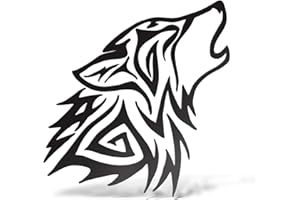 Erreinge Sticker Tribal Wolf Black Dx Schriftzug in PVC Mural Wall Decal for Helmet Auto Moto Camper Laptop - 12 Cm