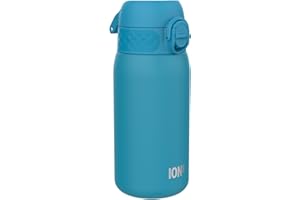ION8 Izolowana Stalowa Butelka na Wodę dla Dzieci, 320 ml/11 oz, Szczelna, Łatwa do Otwarcia, Bezpieczny Zamek, Można Myć w Zmywarce, Uchwyt do Przenoszenia, Higieniczne Pokrycie, Niebieski