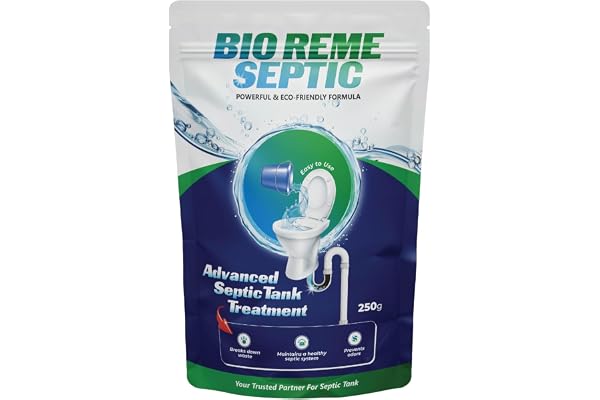Bio Reme Septic Tank Cleaning Powder Anaerobic Bacteria & Enzymes Reduces Sludge, Removes Odour Drain Cleaner for Pipes & Bio Toilets 250g