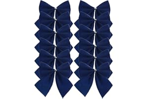 Davies 12 Navy Blue Bows - Velvet Christmas Tree Ties/Decoration