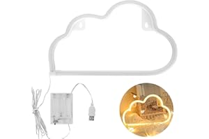 COLEXY Neonowa tabliczka LED chmura neonowa dekoracja LED, chmura neonowa z 2 haczykami, USB lub bateriami, dekoracja ścienna, na Boże Narodzenie, urodziny, do salonu, na wesele