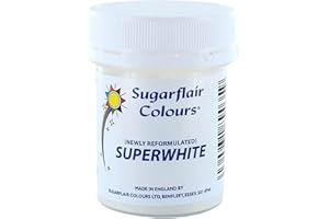 SUGARFLAIR COLOURS Sugarflair Superwhite Icing Whitener, Polvere Colorante Bianco per Rendere Più Bianca la Glassa o il Marzapane - 150 g