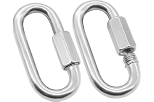 Anvin 2 Pack Quick Link M8 5/16 Inch Heavy Duty Carabiner D Shape Chain Links 600KG Capacity Repair Utility Links Safety Chain Connector for Camping Outdoor Equipment Locking Hammocks Harness Leash
