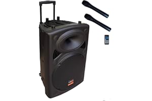 E-Lektron EL38-M MK-III 900W Mobile PA Sound Anlage Partybox Bluetooth Lautsprecher Groß Akku-MP3-USB-SD-FM inkl. 2 UHF Funkmikrofone und Fernbedienung Soundsystem - Mobile Musikbox MP3
