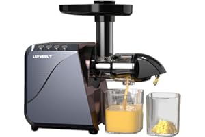 ‎LUFVEBUT Slow juicer Kaltpress Entsafter mit Überhitzungsschutz, langsamer Entsafter für Obst und Gemüse, Einfach zu Montieren und zu Reinigen, Leiser Motor und Elektrischer Entsafter mit Umkehrfunktion