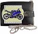 Produktbild Yamaha YZF R6 Blau Bild auf KLASSEK Marken RFID Herren Geldbörse Portemonnaie Echtes Leder mit Kette Motorrad Bike Zubehör Geschenk mit Metall Box NICHT OFFIZIELLE YAMAHA Produkte