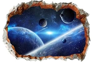 VOSAREA 3D Pianeta Adesivo da Parete Autoadesivo Spazio Cosmico Galassia Murales Decalcomanie Arte Peel Stick Carta da Parati per Bambini Nursery Room Home Decor